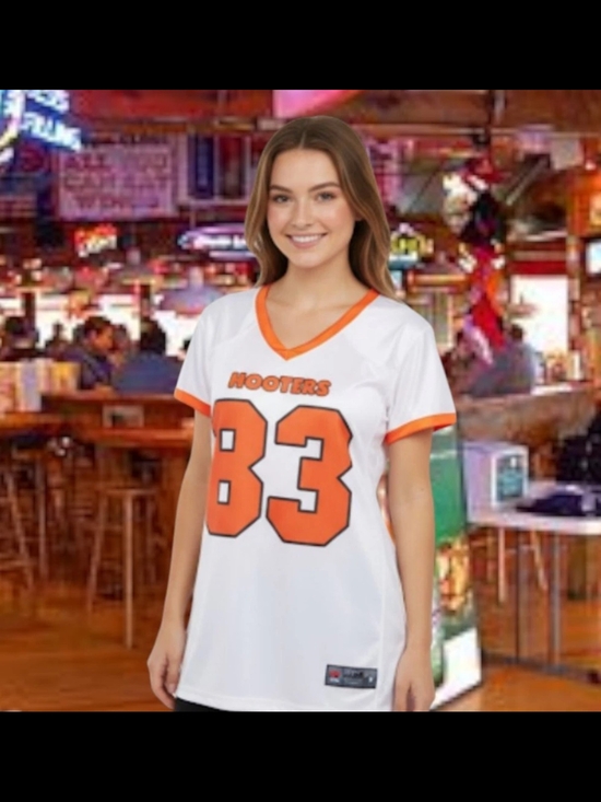 Hooters Tops - Hooters White & Orange Jersey Shirt - 83